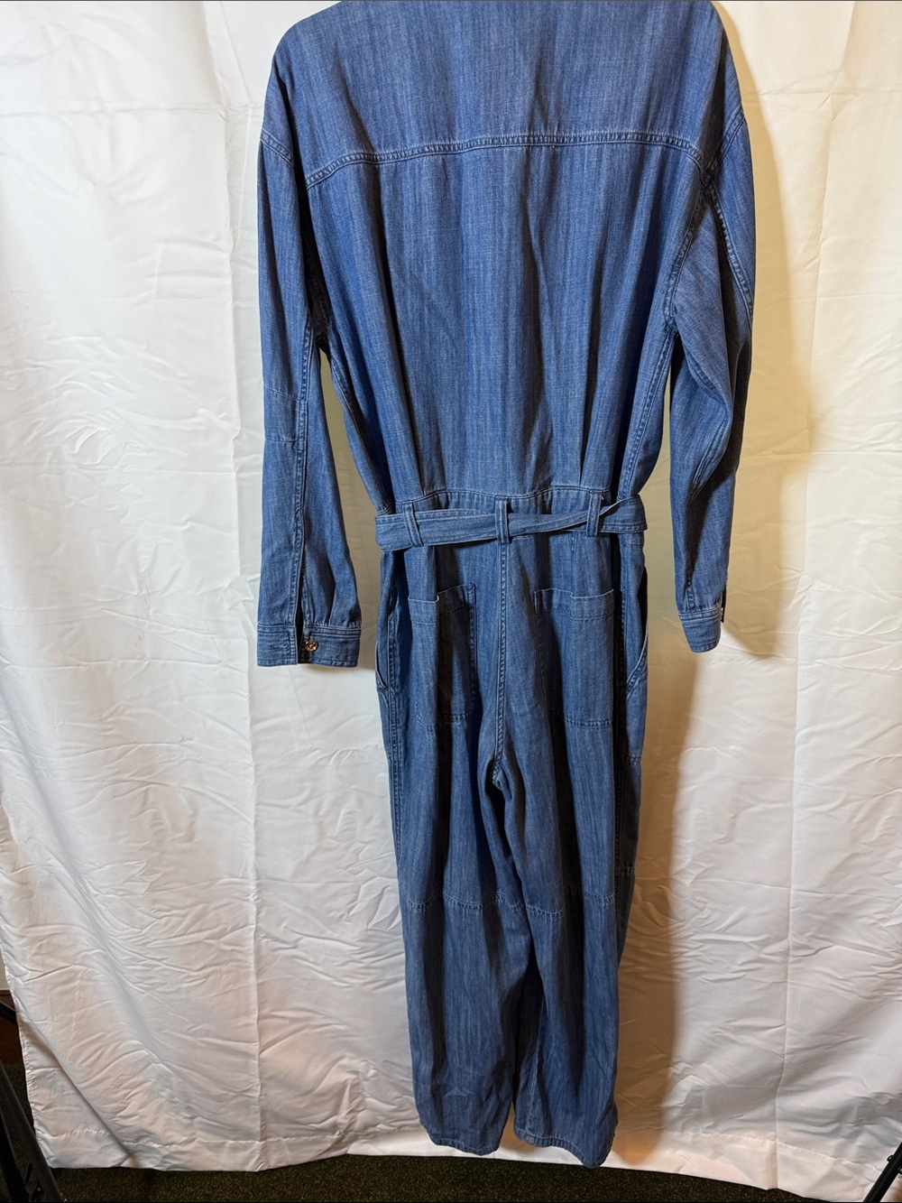 Women's Michael Kors Indigo Denim Jumpsuit - Classic Long Sleeve - Picture 7 of 8